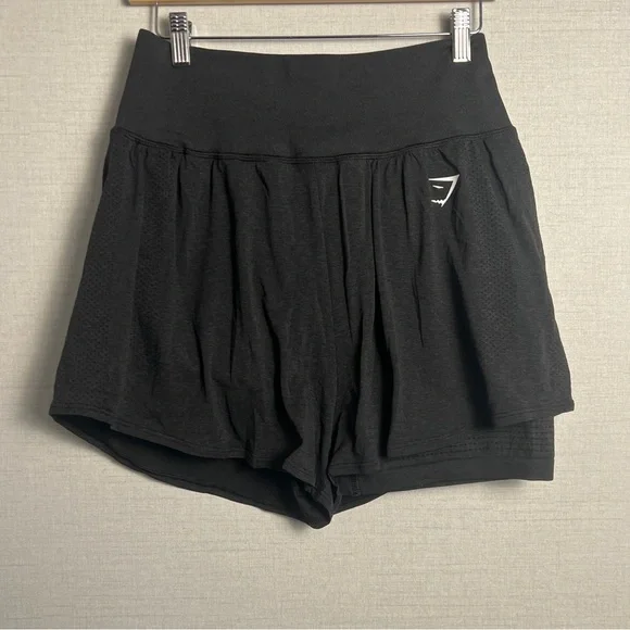 Gymshark NWOT Women's Black Vital Seamless 2.0 2-in-1 Shorts Size XL Compression - Picture 2 of 7
